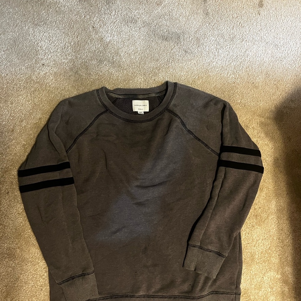 Men's Gray Sweater with Black Stripes